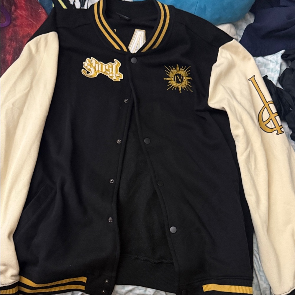 Ghost Band Black and Cream Varsity Jacket